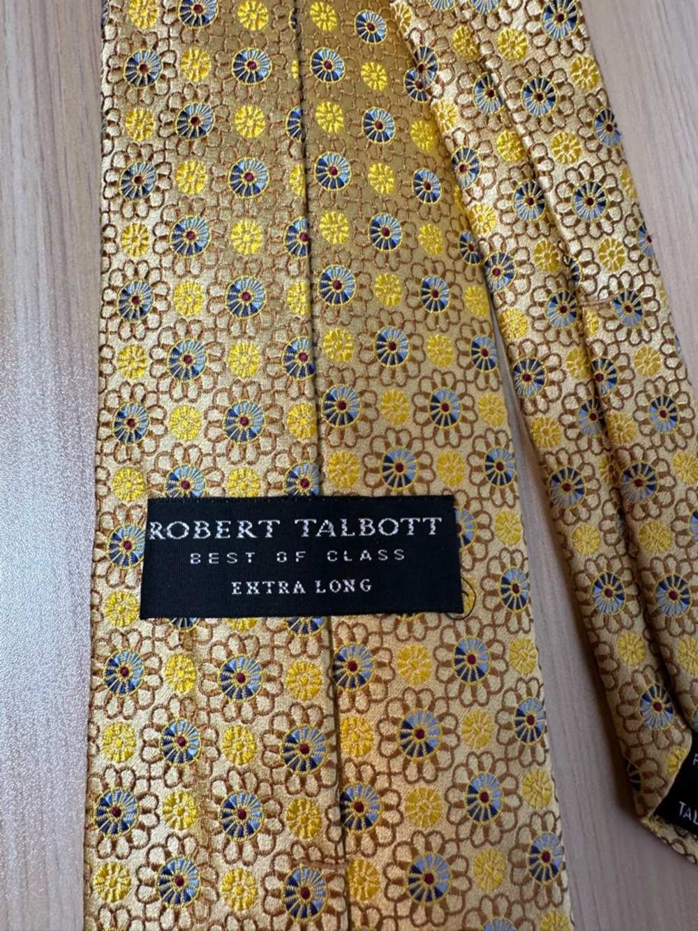Robert Talbott Yellow Gold Floral Silk Tie Extra Long - Picture 4 of 5